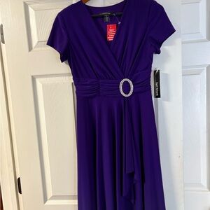 R&M  Richards Elegant Purple Dress with Rhinestone Detail